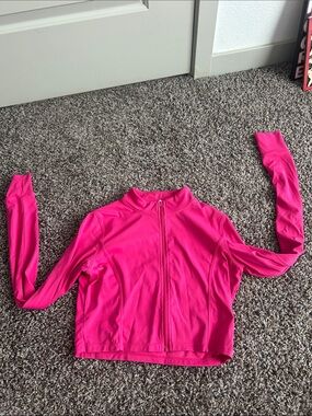 Women's Hot Pink Long Sleeve Zip-Front Performance Tee